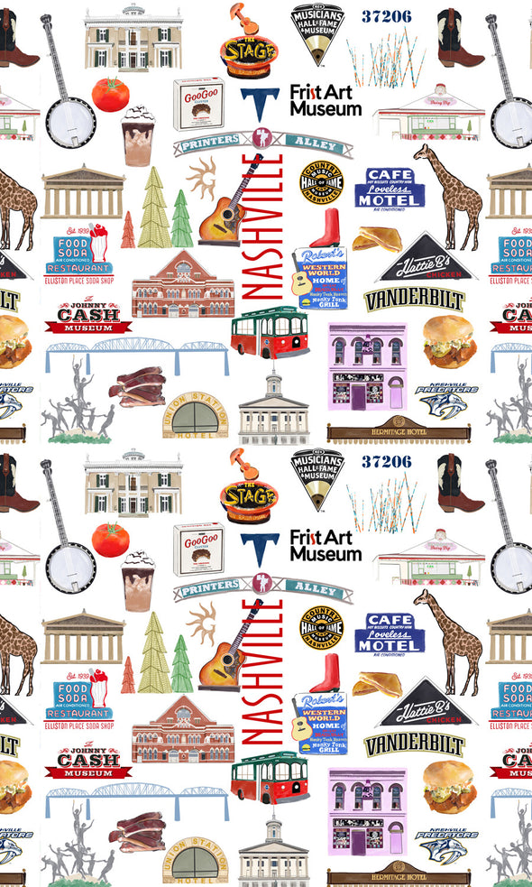 Iconic Nashville Tennessee Watercolor Gift Wrap