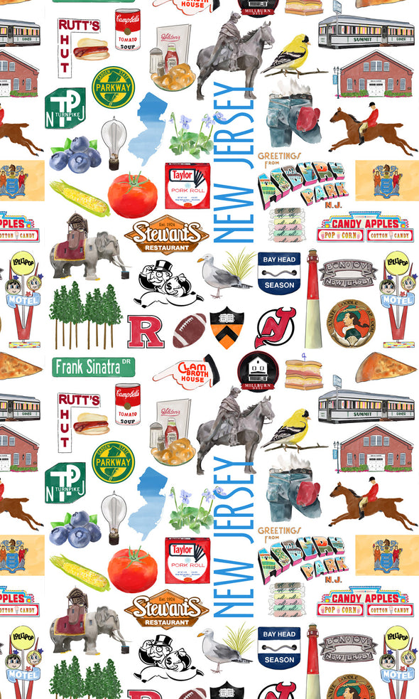 Iconic New Jersey Watercolor Hot/Cold Paper Party Cups - 3 sizes - Set of 12