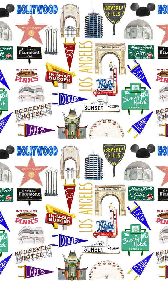 Iconic Los Angeles Watercolor Gift Wrap
