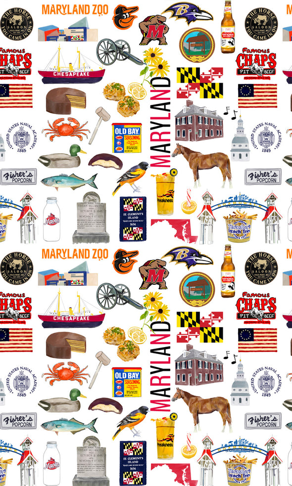 Iconic Maryland Watercolor Gift Wrap
