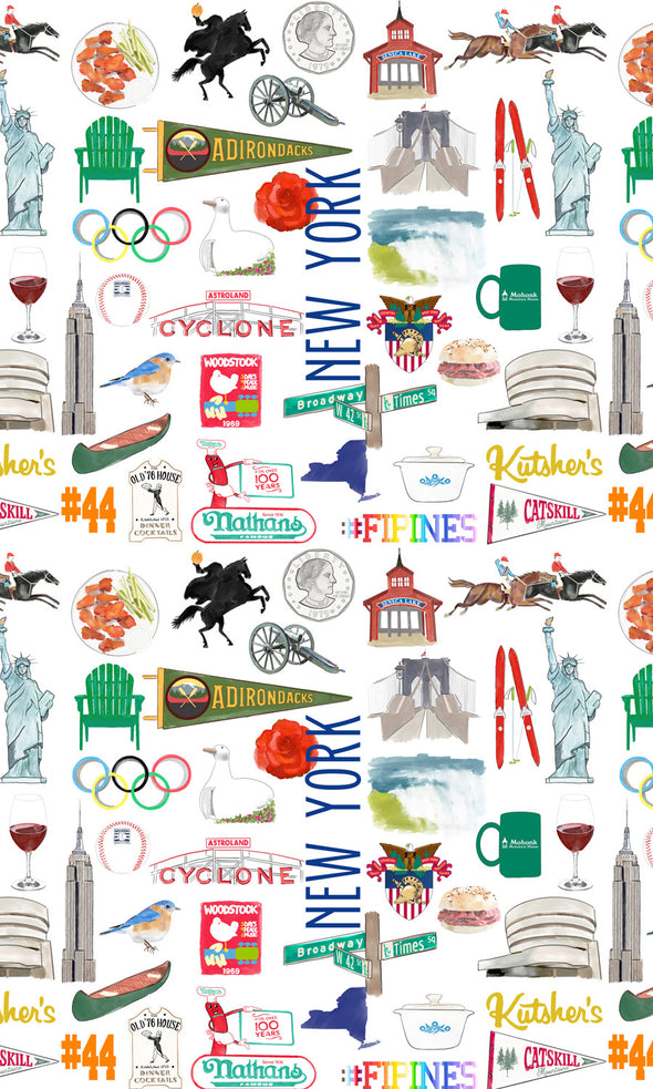 Iconic New York State Watercolor Hot/Cold Paper Party Cups - 3 sizes - Set of 12