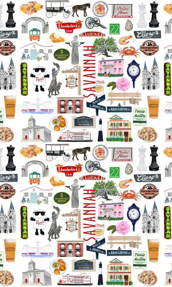 Iconic Savannah, Georgia Watercolor Hot/Cold Paper Party Cups - 3 sizes - Set of 12