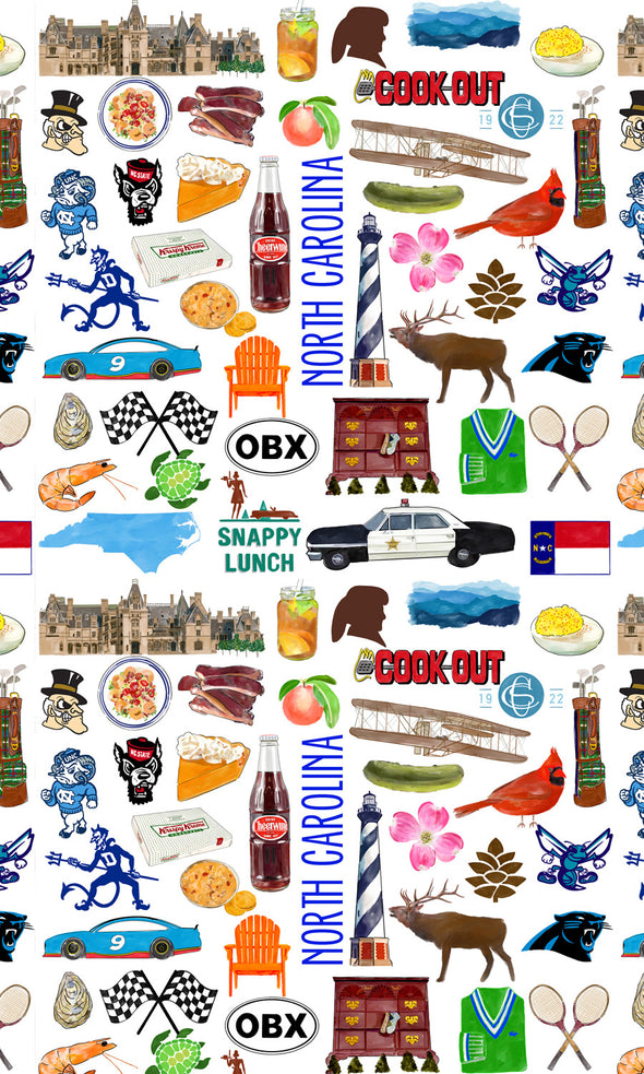 Iconic North Carolina Watercolor Hot/Cold Paper Party Cups - 3 sizes - Set of 12