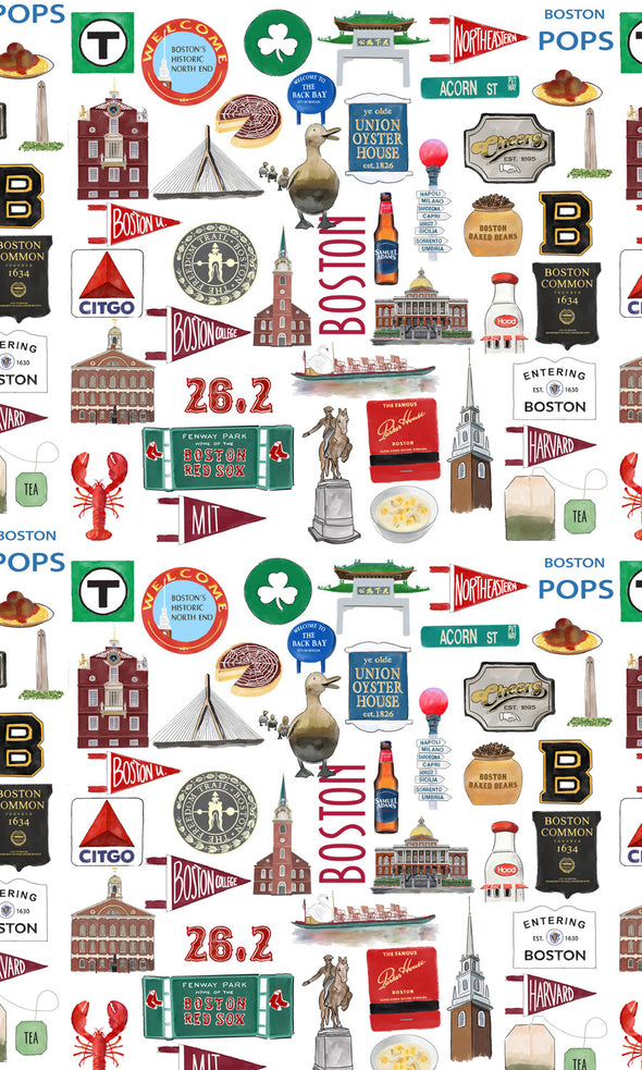 Iconic Boston, Massachusetts Watercolor Gift Wrap