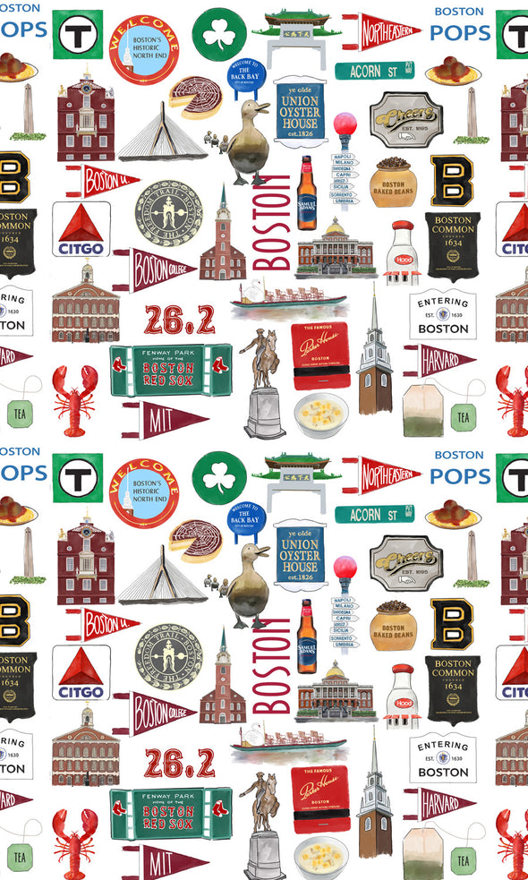 Iconic Boston Massachusetts Watercolor Hot/Cold Paper Party Cups - Set of 12