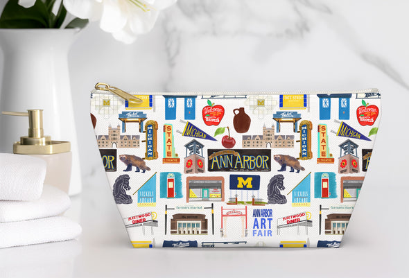 Large Ann Arbor, Michigan Illustration Accessory Pouch