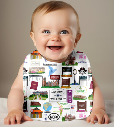 Iconic Wellesley, Massachusetts baby bib