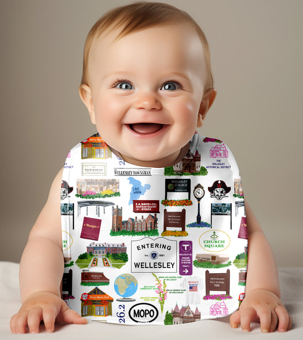 Iconic Wellesley, Massachusetts baby bib