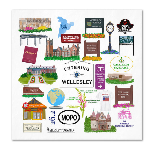 Iconic Wellesley, Massachusetts Napkins