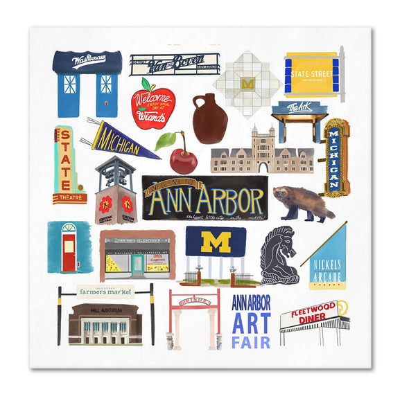 Iconic Ann Arbor, Michigan Napkins