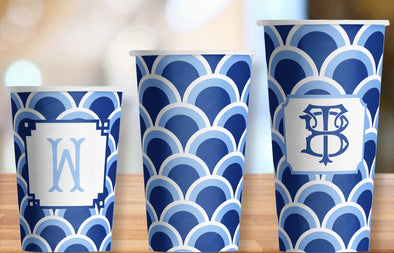 Art Deco Blues Hot/Cold Paper Party Cups - Set of 12