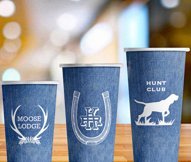 Denim Hot/Cold Cups - 3 available sizes - set of 12