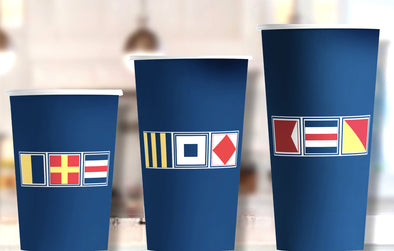 Nautical Signal Flag Paper Party Cups in 3 sizes - Set of 12