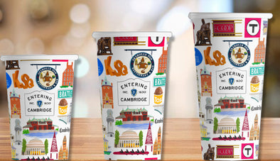 Cambridge, Massachusetts Hot/Cold Paper Party Cups - 3 sizes - Set of 12 (Copy)