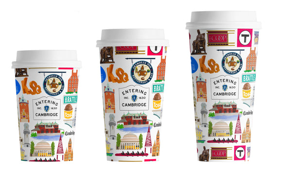Cambridge, Massachusetts Hot/Cold Paper Party Cups - 3 sizes - Set of 12 (Copy)