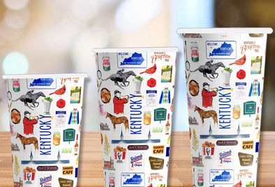 Iconic Kentucky Hot/Cold Paper Party Cups - 3 sizes - Set of 12