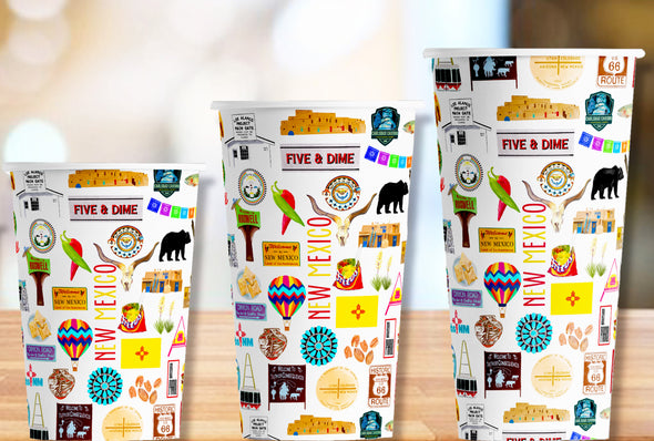 Iconic New Mexico State Hot/Cold Paper Party Cups - 3 sizes - Set of 12