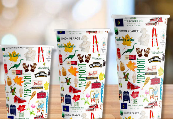 Iconic Vermont Hot/Cold Paper Party Cups - 3 sizes - Set of 12