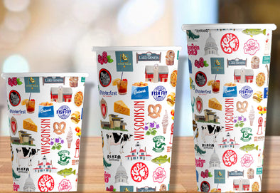 Iconic Wisconsin Hot/Cold Paper Party Cups - 3 sizes - Set of 12