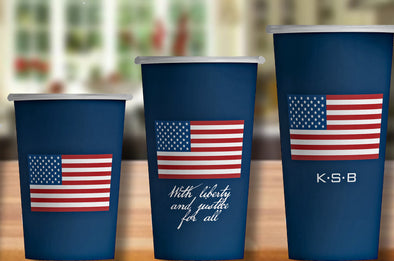 American Flag Hot/Cold Paper Party Cups - 3 sizes - Set of 12