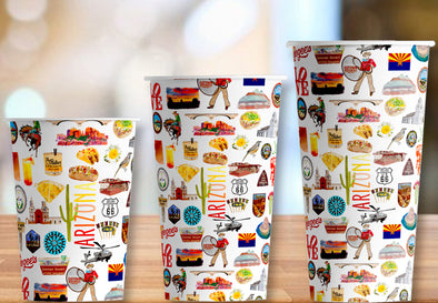 Iconic Arizona Watercolor Hot/Cold Paper Party Cups - 3 sizes - Set of 12