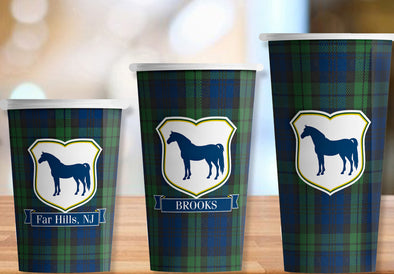 Black Watch Tartan Equestrian hot/cold cups - set of 12