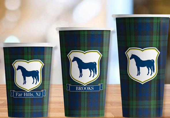 Black Watch Tartan Equestrian hot/cold cups - set of 12