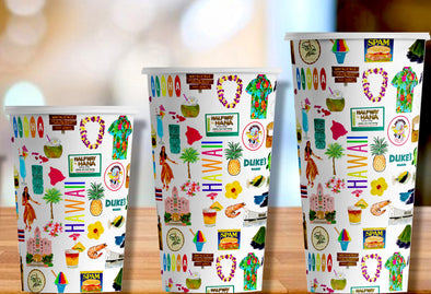 Iconic Hawaii Watercolor Hot/Cold Paper Party Cups - 3 sizes - Set of 12