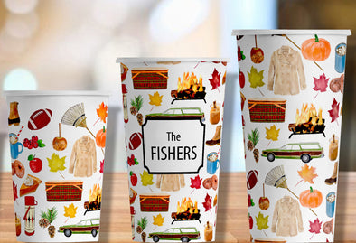Iconic Fall Party Cups in 3 sizes - Set of 12