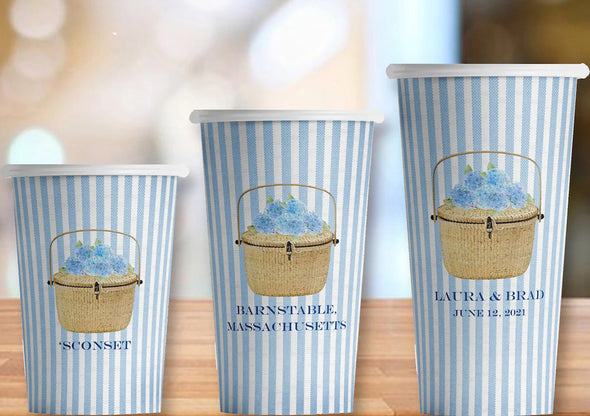Lightship Basket Paper Party Cups in 3 sizes - Set of 12