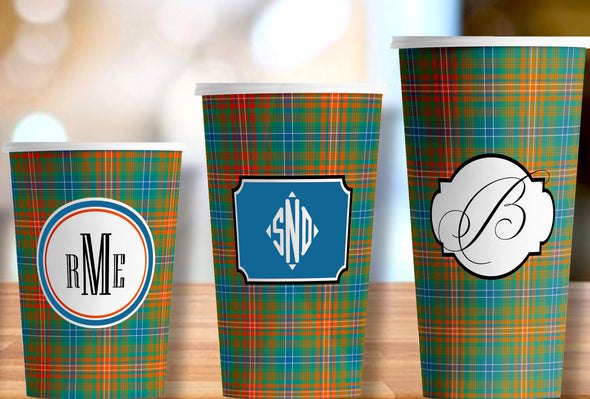 Wilson Tartan Hot/Cold Paper Party Cups - 3 sizes - Set of 12