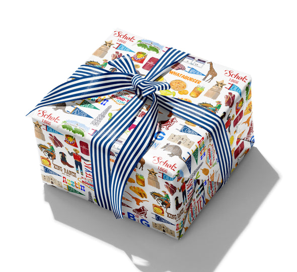 Iconic State of Texas Watercolor Gift Wrap