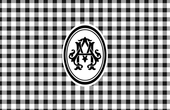 Personalized Black and White Gingham Disposable Placemats - tear-away pad of 24