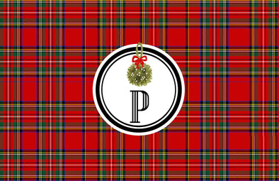 Monogram Royal Stewart Tartan and Mistletoe Disposable Placemats  - tear-away pad of 24