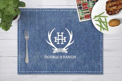 Denim look Disposable Paper Placemats - Personalized or Plain - tear-away pad of 24