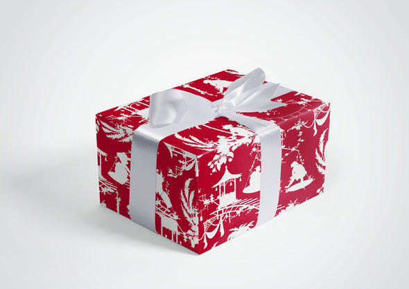 Red and White Chinoiserie Gift Wrap