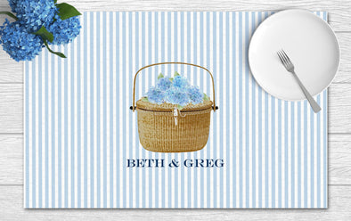 Seersucker Nantucket Lightship Basket Disposable Paper Placemats - tear-away pad of 24