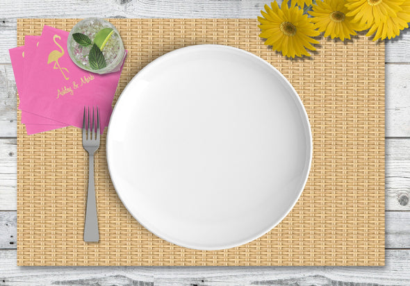 Wicker Print Disposable Placemats - tear-away pad of 24