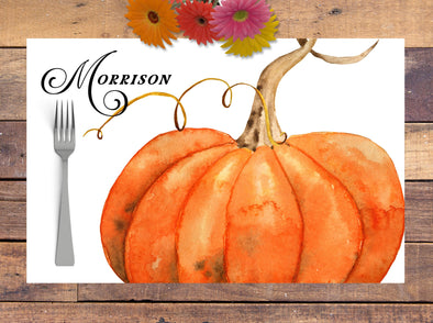 Pumpkin Disposable Paper Placemats - tear-away pad of 24