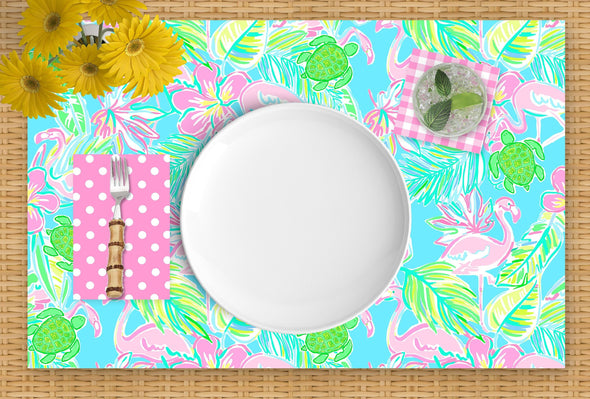 Pink Flamingo Disposable Placemats - tear-away pad of 24