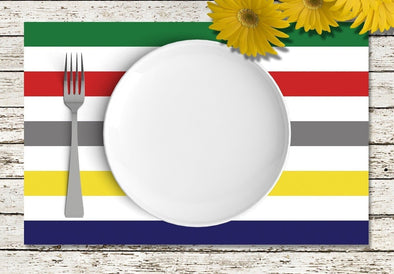 Disposable Rugby Striped Placemats - tear-away pad of 24