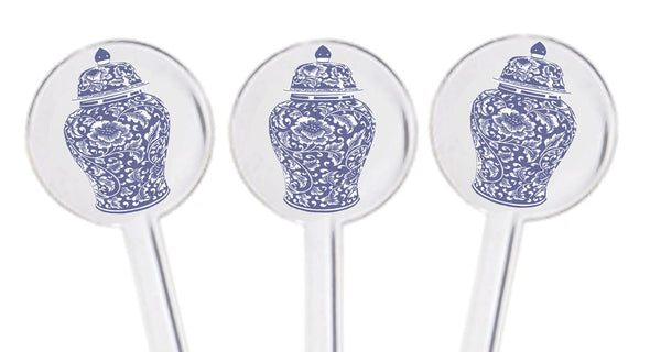 Blue Ginger Jar Swizzle Sticks - Set of 10