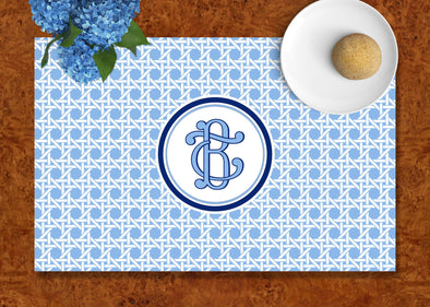 Blue Trellis Disposable Placemats - tear-away pad of 24