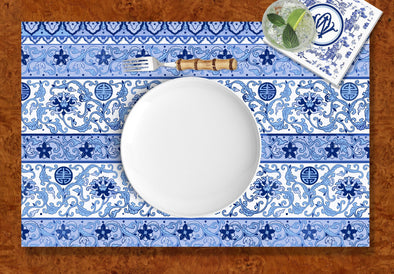 Chinoiserie Blues Disposable Placemats - tear-away pad of 24