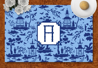 Blue Pagoda Disposable Placemats - tear-away pad of 24