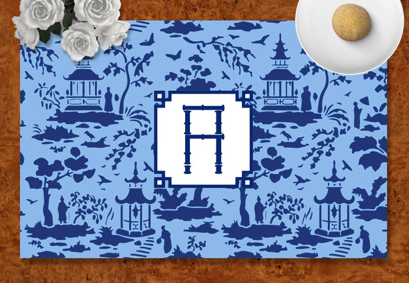 Blue Pagoda Disposable Placemats - tear-away pad of 24