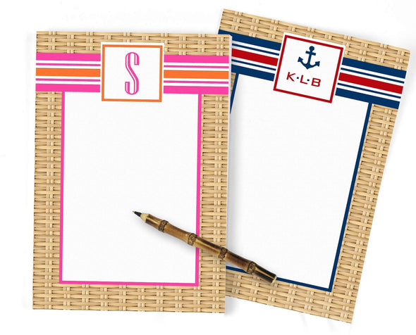 Wicker Striped Personalized Notepad