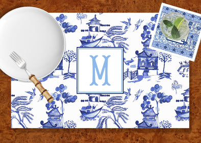 Blue Willow Placemats - tear-away pad of 24