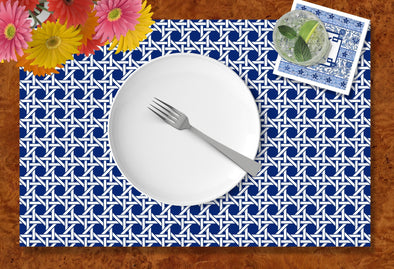 Navy Trellis Disposable Placemats - tear-away pad of 24