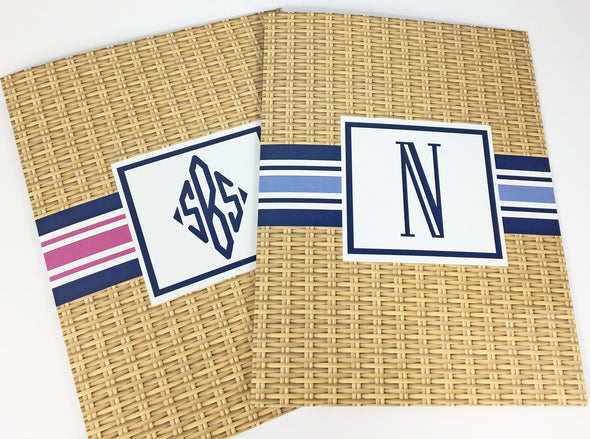 Wicker and Ribbon Stripe File Folder